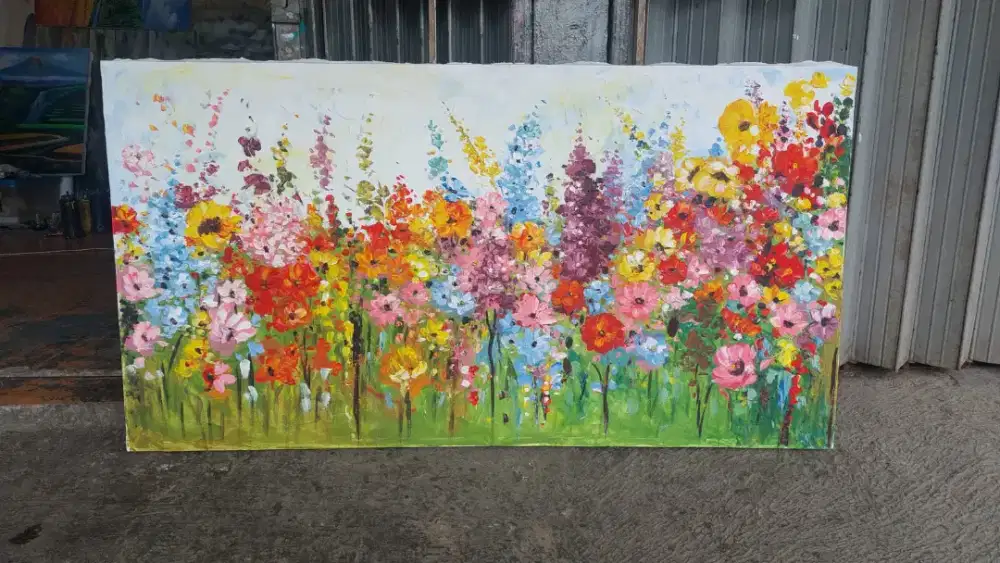 Dijual lukisan kanvas bunga 60x120 cm