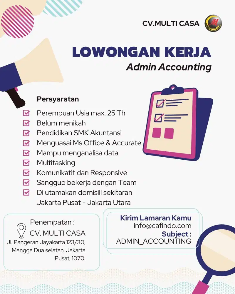 SEGERA-DIBUTUHKAN ADMIN ACCOUNTING