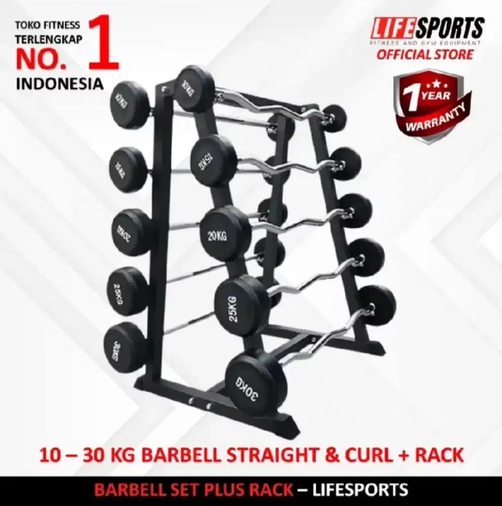 Barbell Set Plus Rack LIFESPORTS Fitness Gym