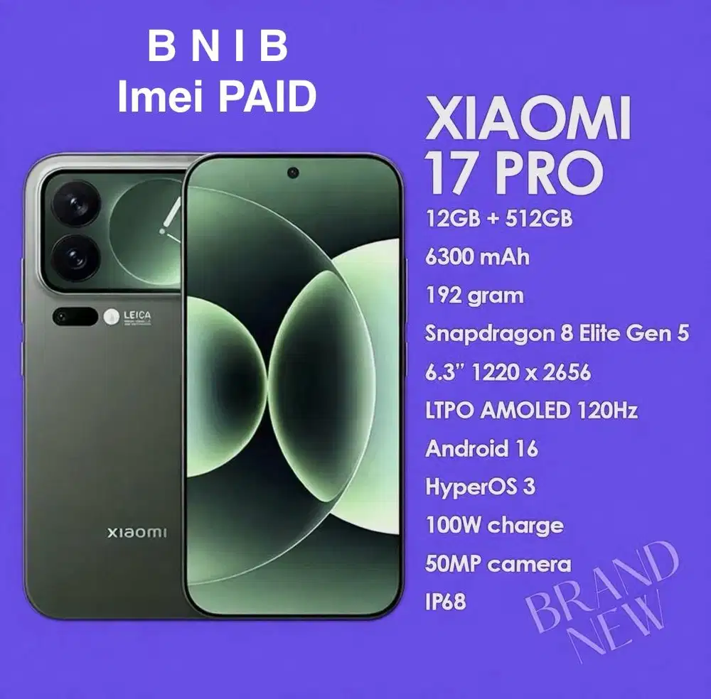 XIAOMI 17 pro 12GB+512GB purple Brand New Never Used