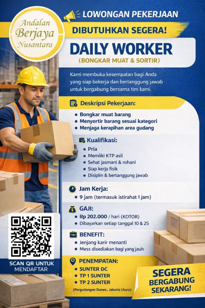 Lowongan Daily Worker Vendor ABN
