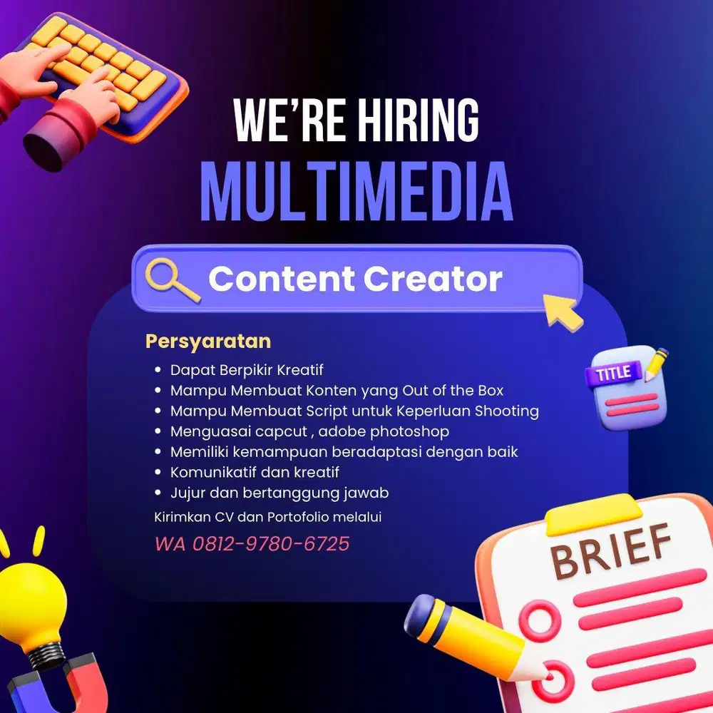 DICARI KONTEN CREATOR UNTUK BENGKEL PERLAMPUAN MOTOR MOBIL