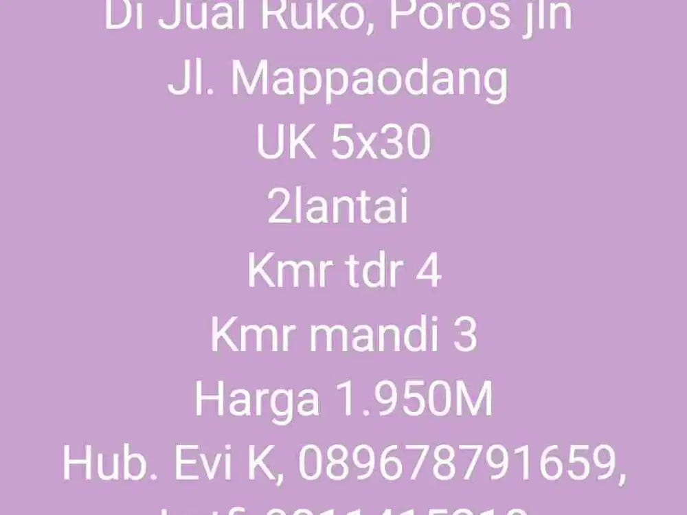 Di Jual Ruko, Jl.Mappaodang, Makassar