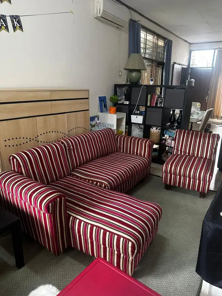 Sofa L 3 Seater + 1 seater satu set vintage