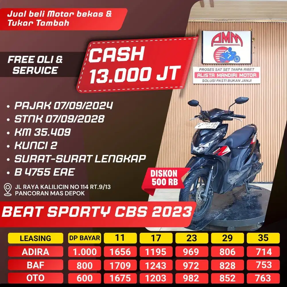 BEAT SPORTY CBS 2023 DP 600 KUNCI 2 KREDIVO INDODANA SPAYLATER ALISTA