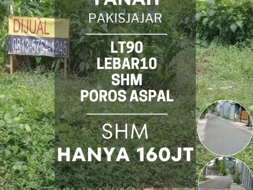 Tanah dijual di pakiskembar dekat pasar emba jabung Tol lt90 160jt