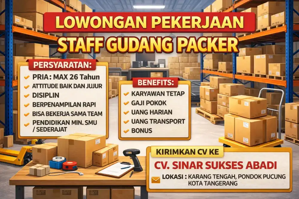 LOWONGAN PEKERJAAN STAFF GUDANG PACKER