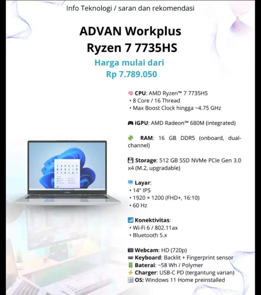 CICILAN LAPTOP ADVAN WOEKPLUS BUNGA 0%
