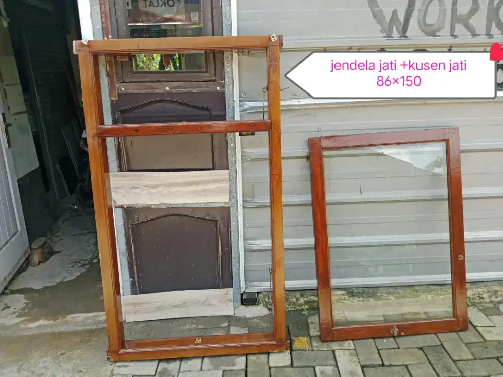 Jendela jati+ kusen 86×150 bekas mulus