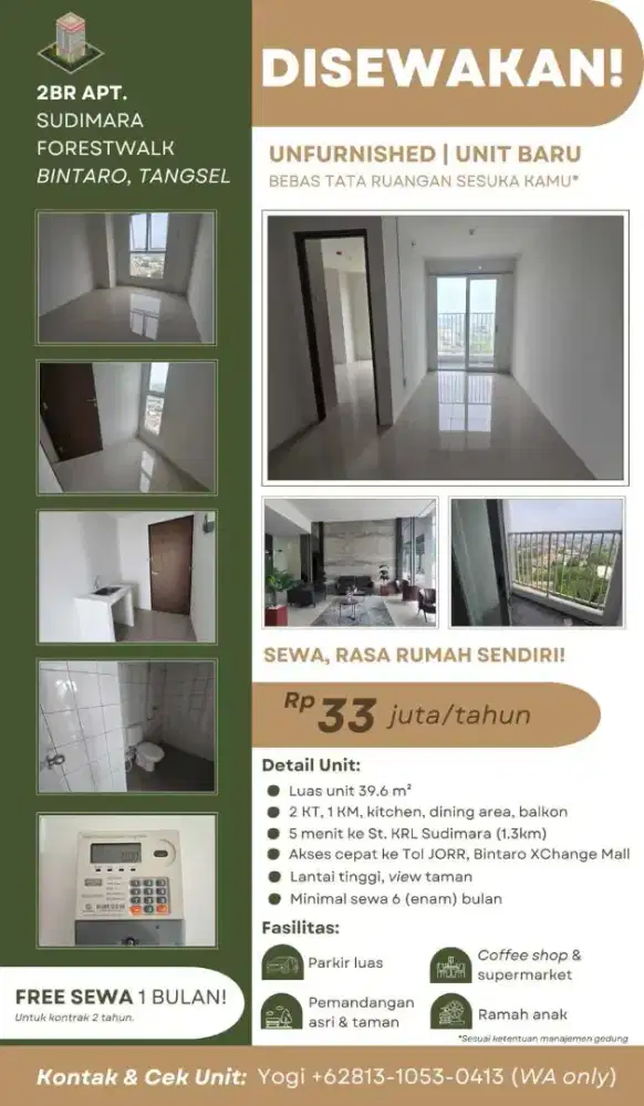 DISEWAKAN UNFURNISHED SUDIMARA FOREST WALK