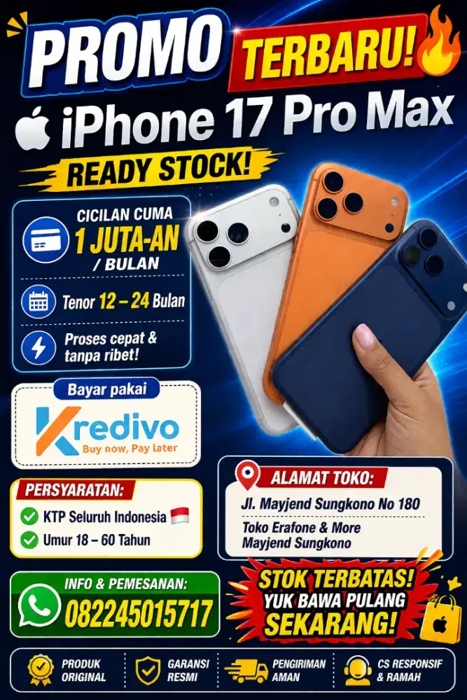 IPHONE 17 PRO MAX 256GB CICILAN MULAI 1jt-AN TANPA DP TANPA SURVEI