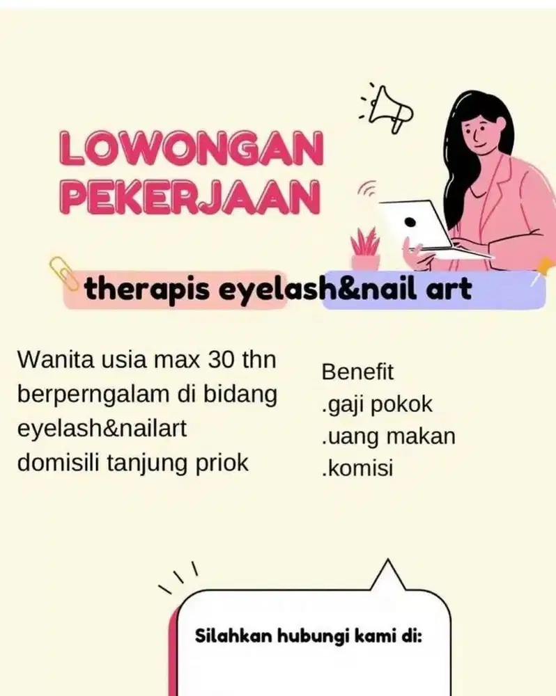 Di butuhkan therapis eyelash/nailart