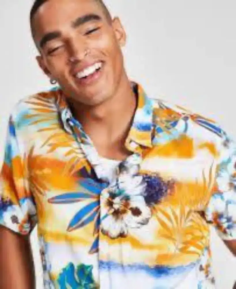 SALE Kemeja Guess Pria Motif Bunga Warna Cerah Asli (Original)