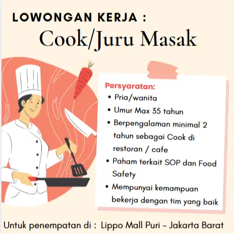 Lowongan Cook / Koki