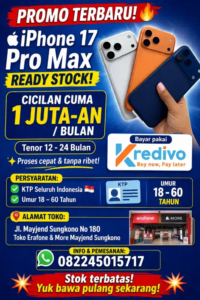 IPHONE 17 PRO MAX CICILAN MULAI 1JT-AN TANPA DP TANPA SURVEI