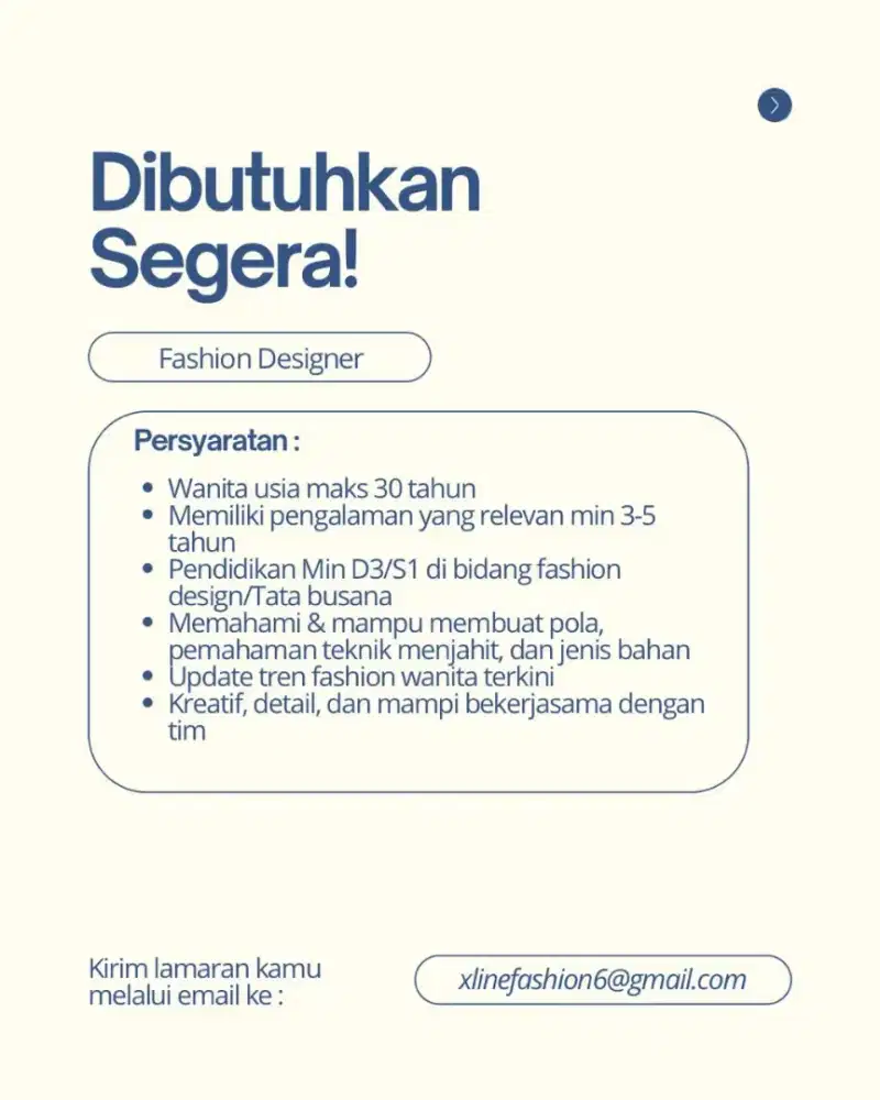 Lowongan Kerja Fashion Designer