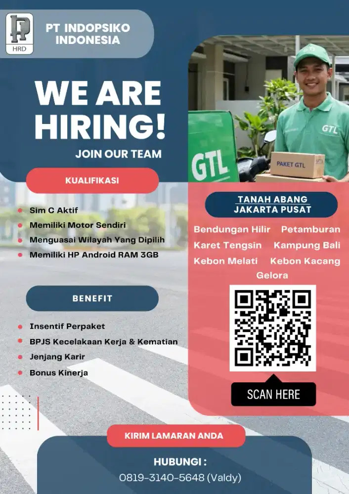 Dibutuhkan Mitra Kurir Tanah Abang