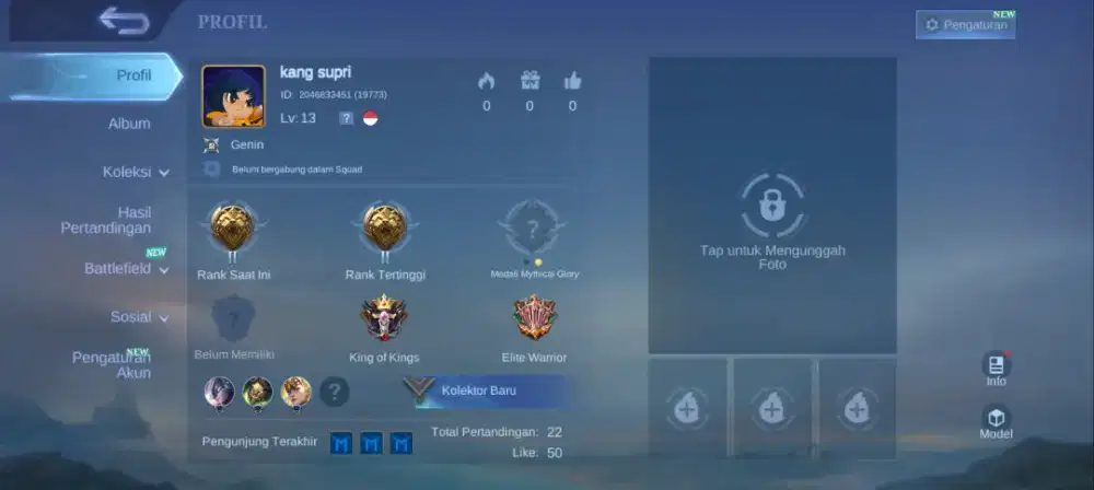 Akun ml untuk pemula