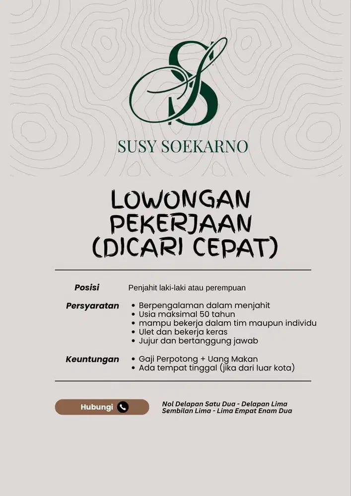 Lowongan Pekerjaan Penjahit