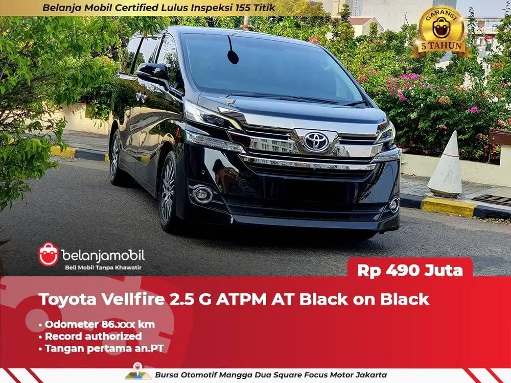 [ GARANSI 5TH ] Toyota Vellfire 2.5 G ATPM Black on Black2017/2018
