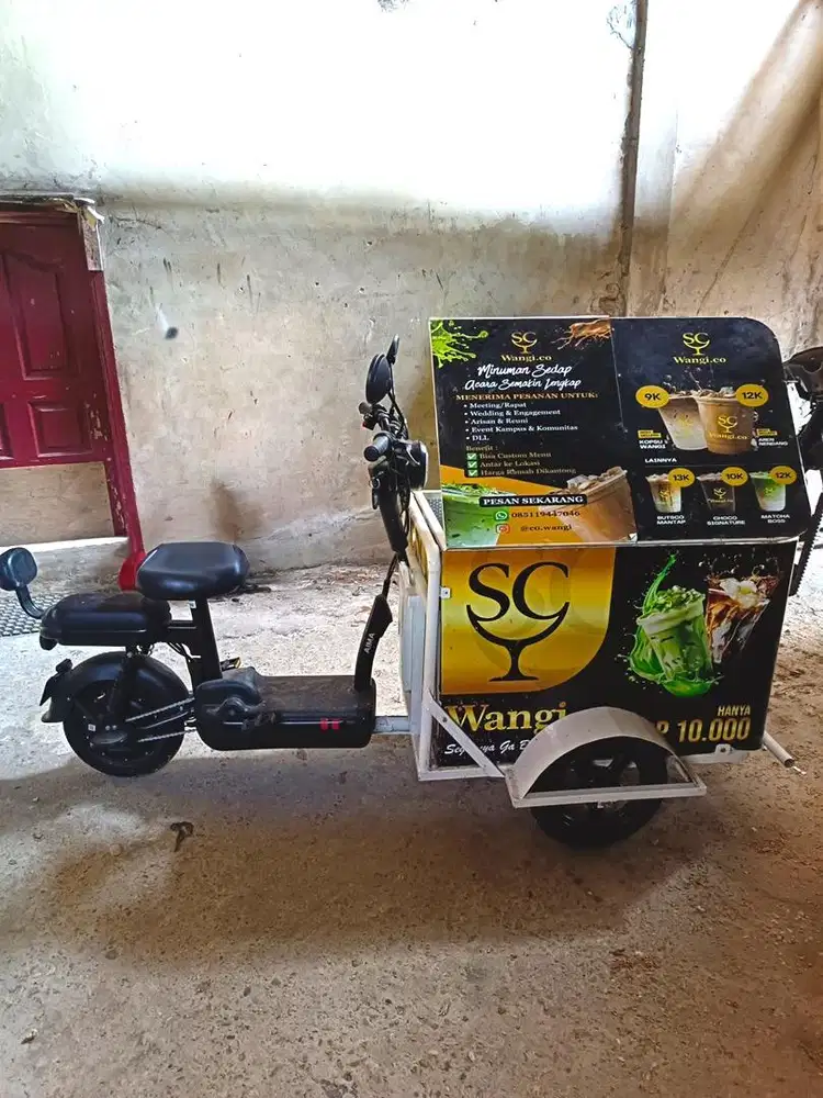 sepeda listrik + gerobak