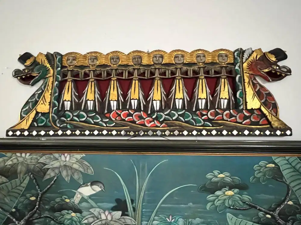 Pajangan Dinding Ukiran Kayu Naga & Dewa - Hand Carved