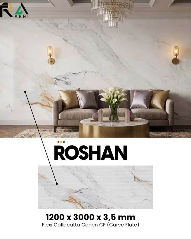 Roshan UV Marble Flexi Calacatta Cohen CF (Curve Flute) 1200x3000x3.5m