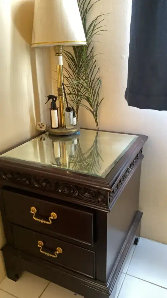 MEJA NAKAS KAYU JATI ASLI, 2 LACI