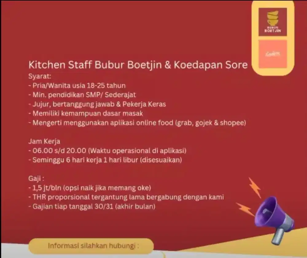 Staff Kitchen Bubur & Koedapan