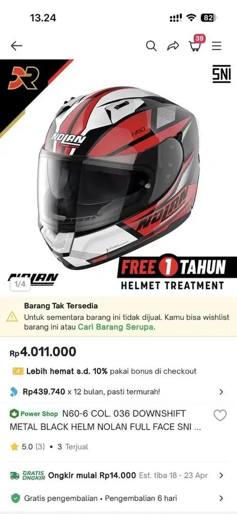 Helm Nolan N60 warna merah