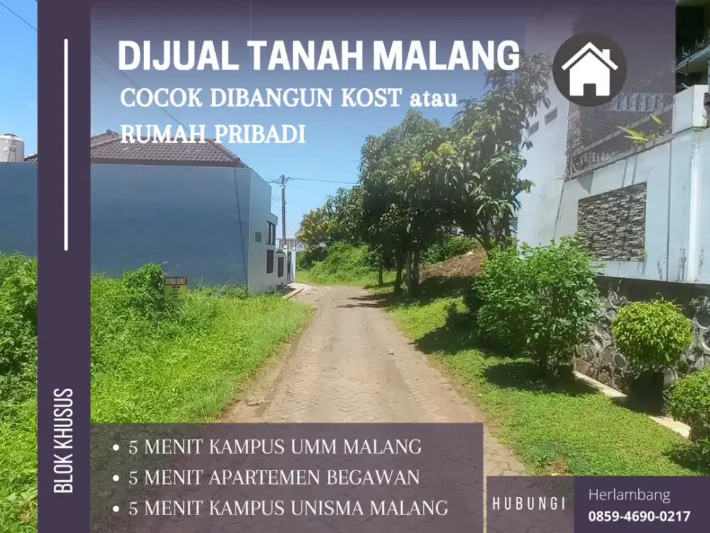 Sertifikat Kavling Perumahan 5 Menit Kampus Brawijaya Malang Cocok Bangun Kost