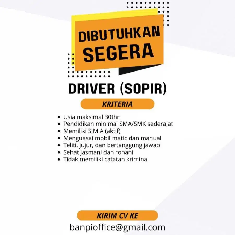Di Butuhkan Segera Staff