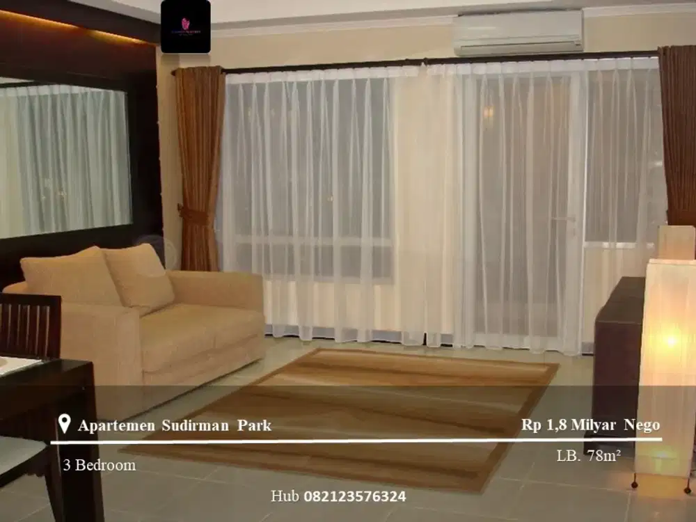 Jual Apartement Sudirman Park Low Floor 3BR+1 Full Furnished Tower B