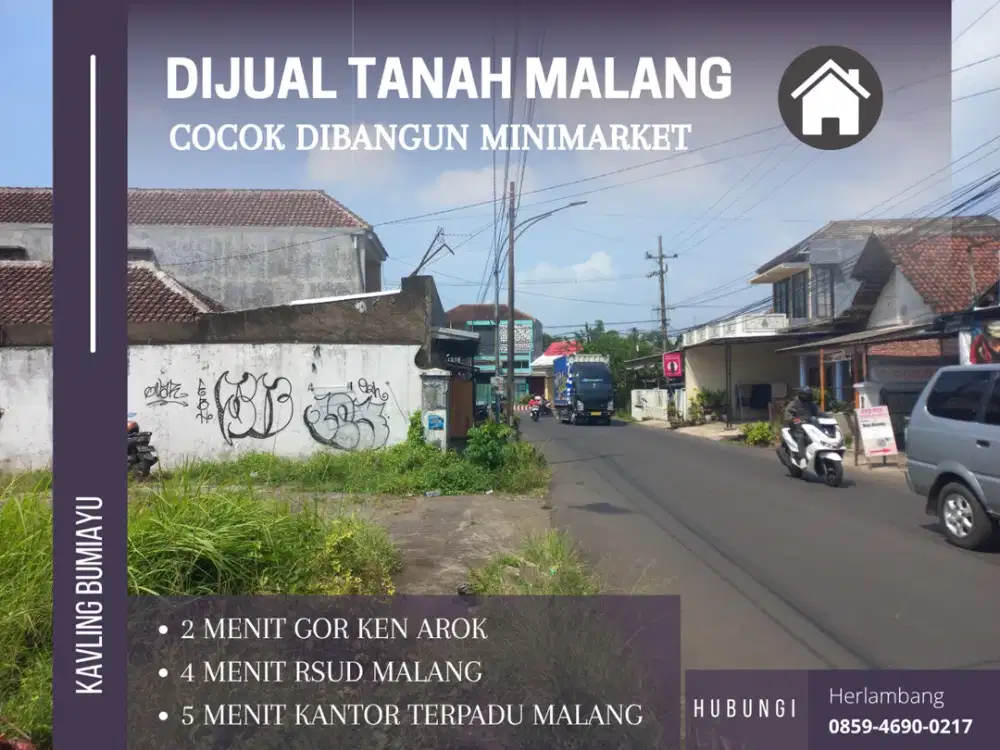 Tanah Dijual Cocok Dibangun Minimarket 5 Menit Universitas Terbuka Malang Row Jalan 6 Meter