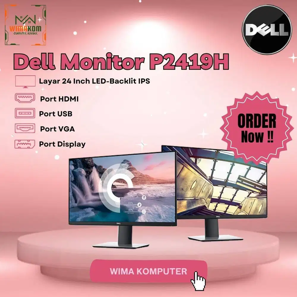 Dell Monitor 24 Inch P2419H FULLHD Layar Putar LED-backlit IPS 16:9