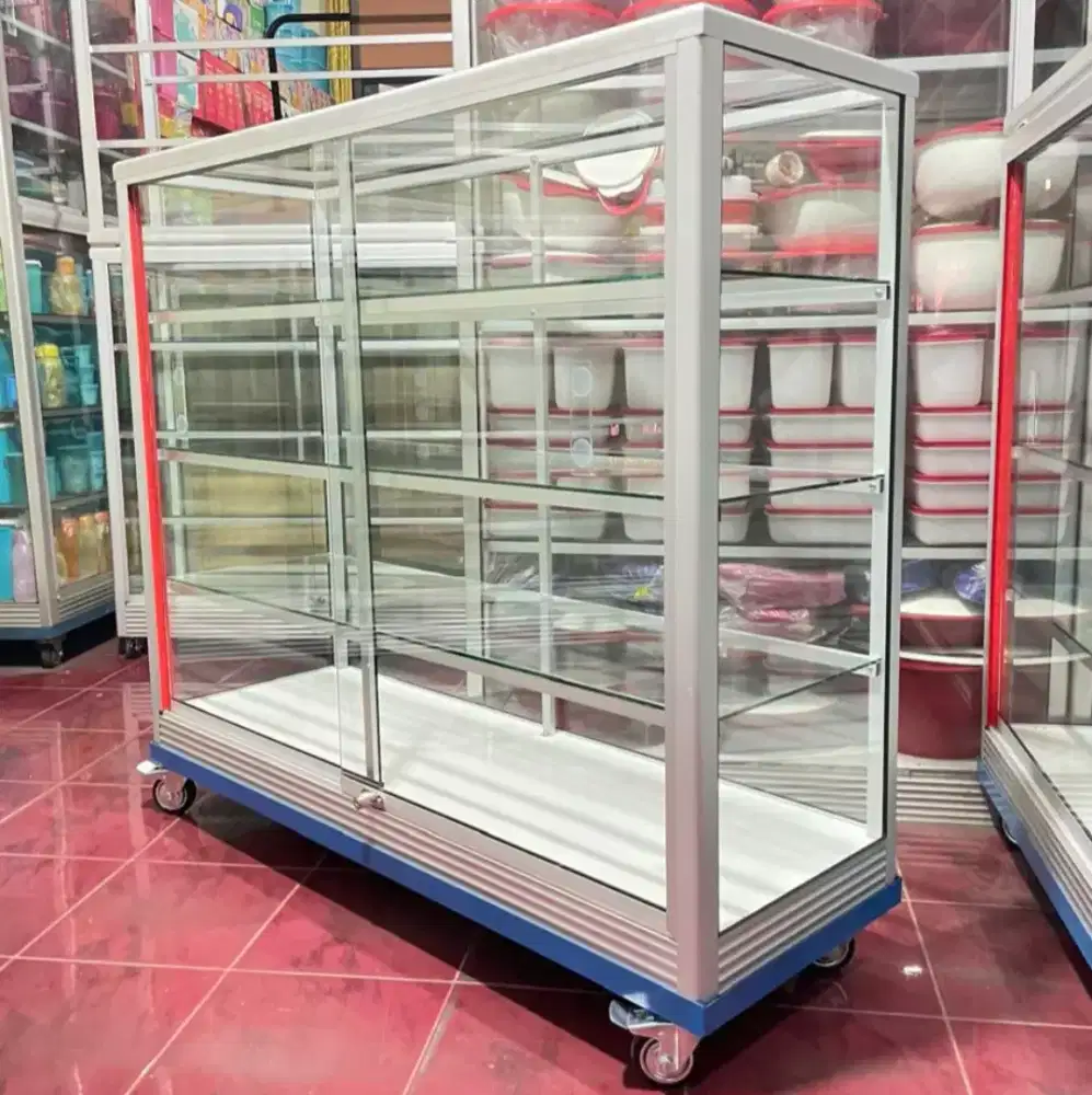 Etalase 1,2Mx1M RODA BESAR Cocok Buat Perlengkapan Usaha