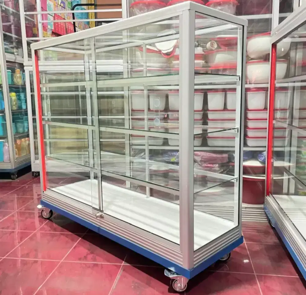 Etalase 1,2Mx1M Pakai RODA BESAR Siap Kirim