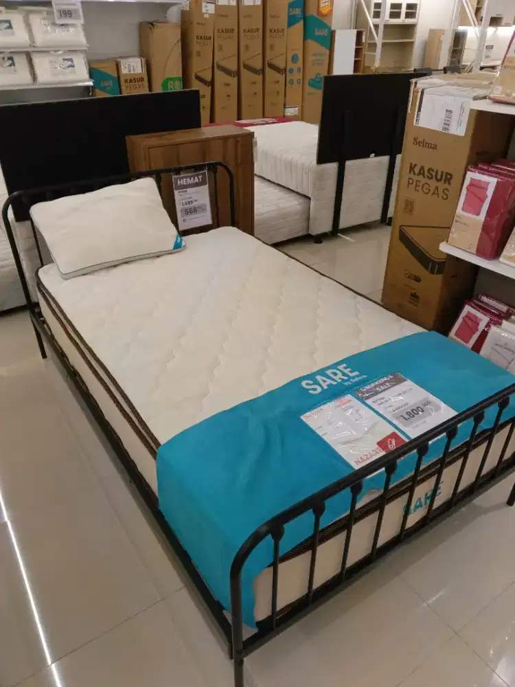SET Kasur SARE NAZARE 120x200 CM dan Dipan BIANCA METAL BED 120x200