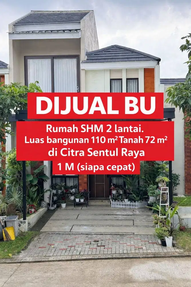 DIJUAL CEPAT (BU) 1 M saja Rumah 2 lantai di Lingkungan Bonafit.