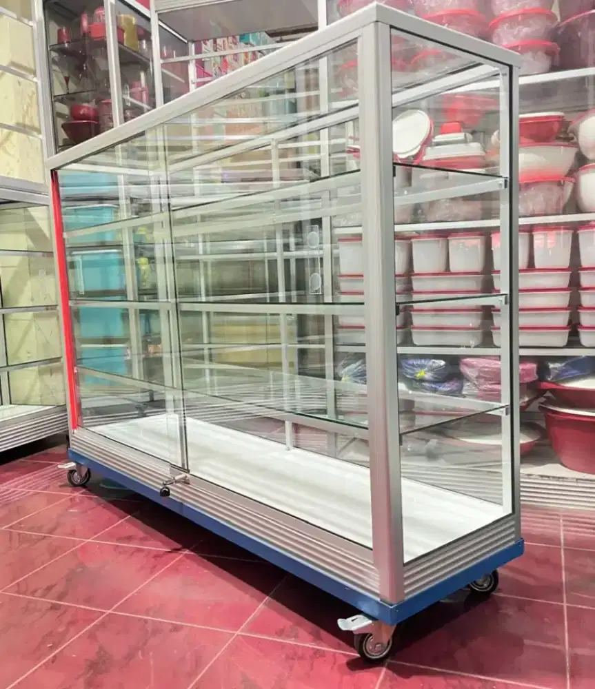 Etalase Kaca Full 5MM 1,5M×1M Serbaguna || Pakai Roda & Kunci