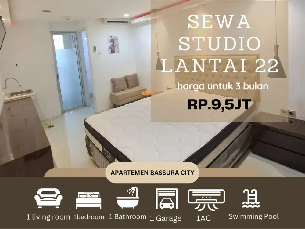sewa studio murah atas mall full furnis atas mall apartemen bassura city