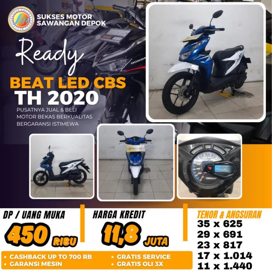 TERMURAH BEAT LED TH 2020 UNIT MULUS BISA CASH KREDIT DI SUKSES MOTOR