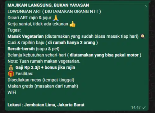 Lowker asisten rumah tangga