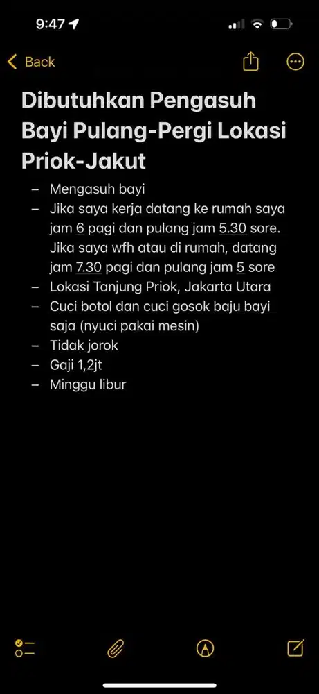 Dibutuhkan Pengasuh Bayi Lokasi Priok-Jakut