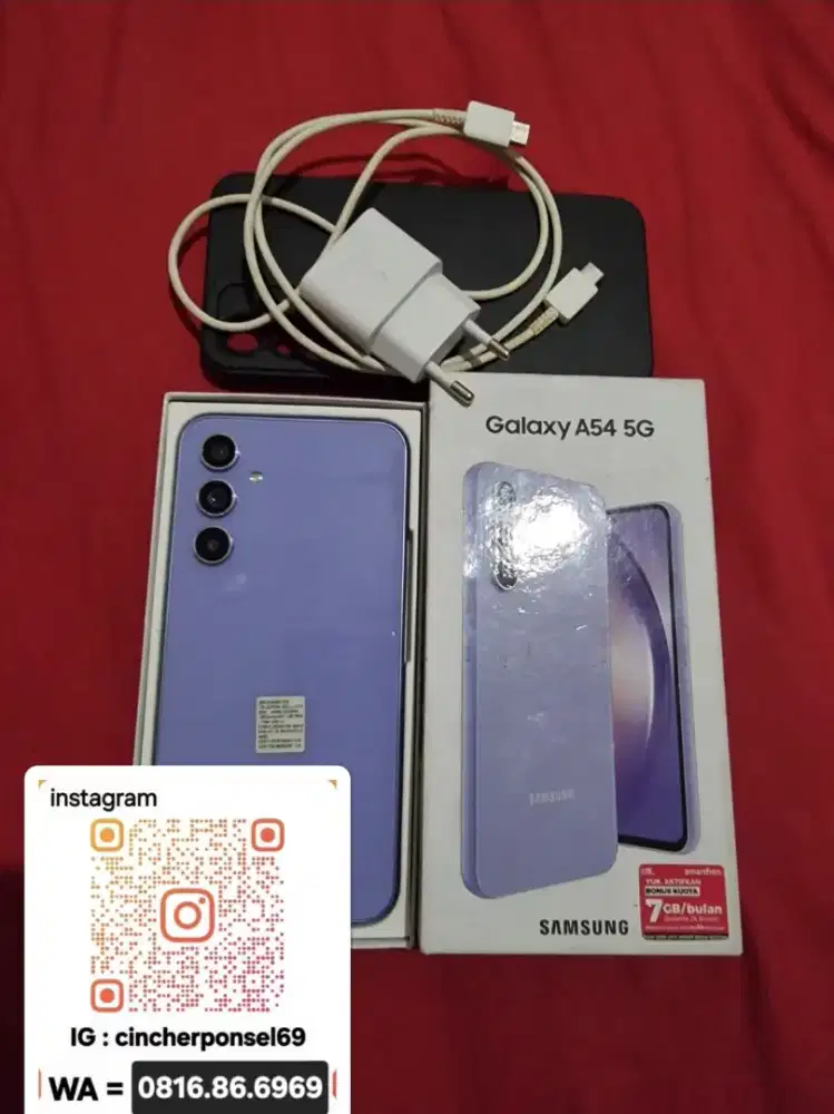 samsung A54 5g 8/256 jamin istimewa likenew free ADAPTOR n case