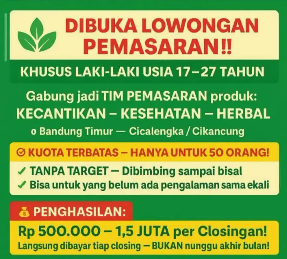 lowongan kerja sebagai distributor/personal branding