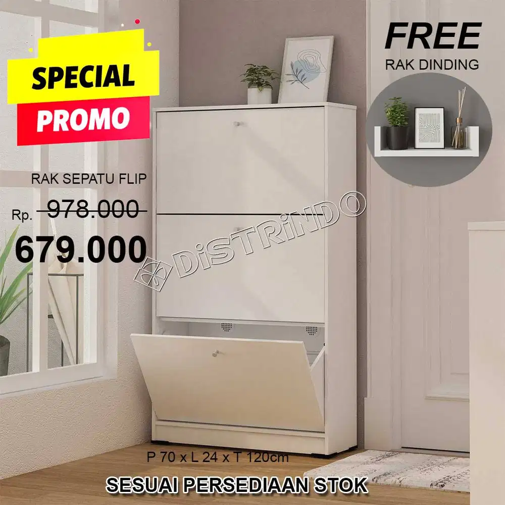 Rak Sepatu Flip 3Laci Hemat Ruang Free Gift