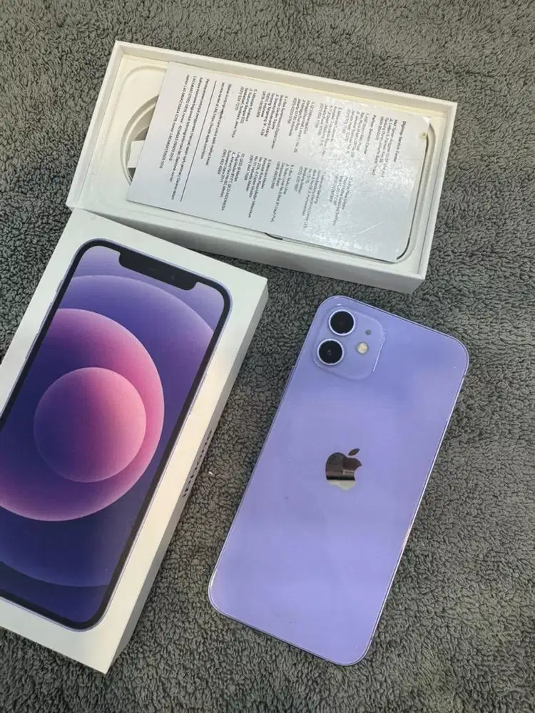 iPhone 12 64GB ibox purple bh 89% lengkap