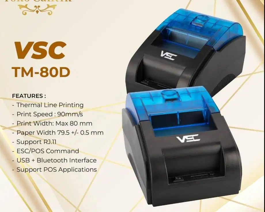 printer kasir thermal bluetooth VSC 88BT 80mm USB cetak struk + label