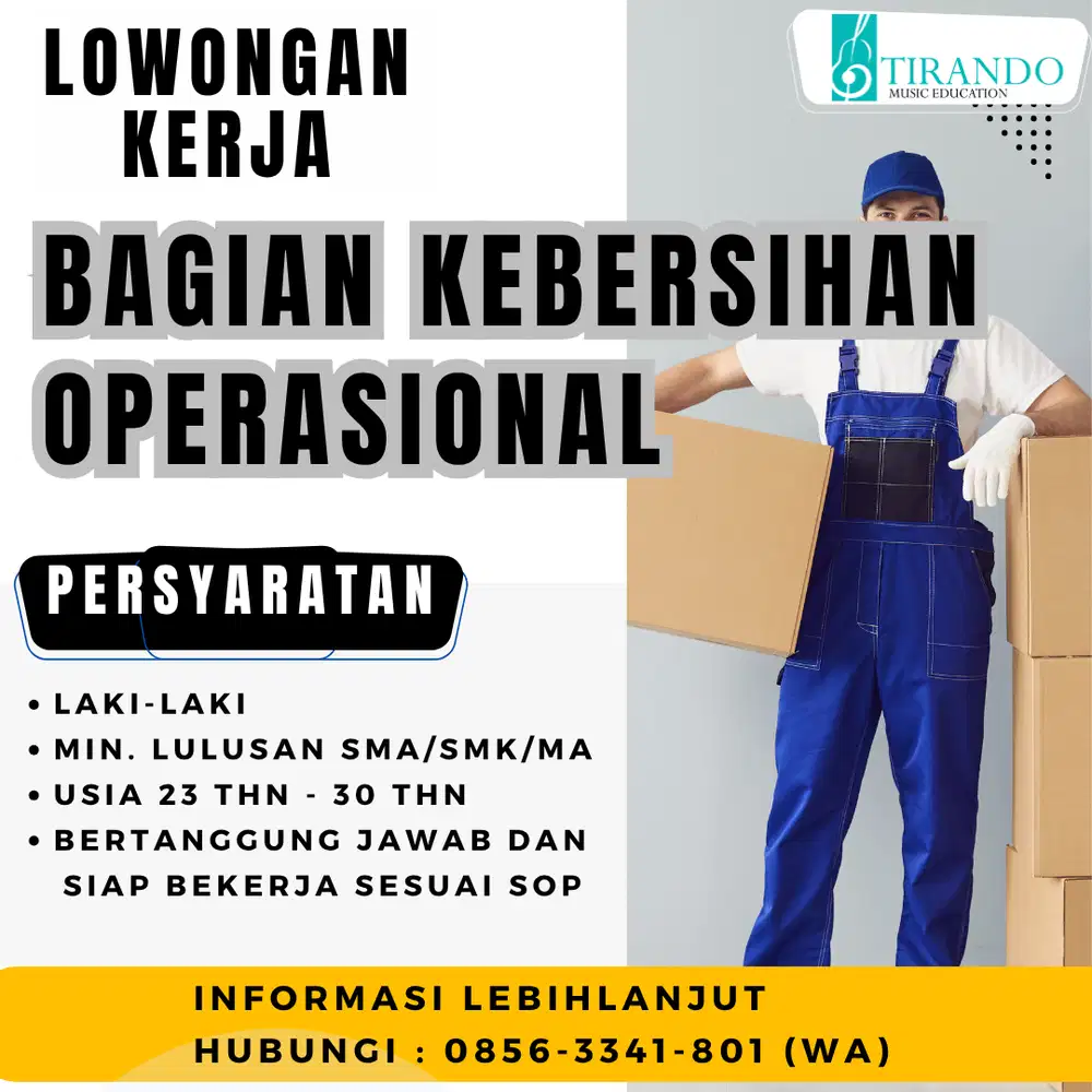 Lowongan Kerja Bagian Kebersihan dan Operasional Kursus Musik